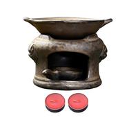 Bruciatore per aromaterapia, diffusore di profumo multifunzionale in ceramica, con 2 candele, per casa, ufficio, scrivania, camera da letto, meditazione, relax