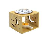 Bruciatore per aromaterapiainlegno,Bruciatore per aromaterapiainlegno e ceramica,Bruciatore per oli essenziali in legno,Viene fornito con ciotola e portacandele per la casa, lo yoga e altro ancora