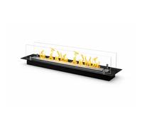 Bruciatore per camino bioetanolo incasso Divina Fire vetri 1 lt 100 cm inox Nero