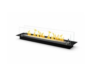 Bruciatore per camino bioetanolo incasso Divina Fire vetri 1 lt 100 cm inox Nero