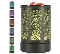 Bruciatore per Fusione di Cera, Bruciatore Elettrico per Cera Oli Essenziali Diffusore Aromi con Lampada LED a 7 colori