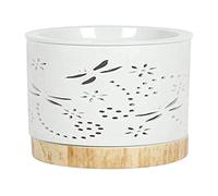 Bruciatore per oli in ceramica bianca opaca a forma di libellula, 11 cm x 9,5 cm (1 pezzo), diffusore di fragranze decorativo, design unico e materiale di alta qualità, perfetto per la decorazione