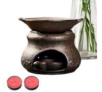 Bruciatore per oli in ceramica, diffusore di cera per aromaterapia, bruciatore per candele profumate, realizzato a mano, con candele, crea un'atmosfera rilassante e profumata per casa, ufficio, camera