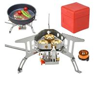 Bruciatore per stufa da campeggio - Accensione piezoelettrica, stufa portatile antivento | Fornello da campeggio da 12800 W con adattatore per bussola, accessorio da cucina per interni all'aperto per