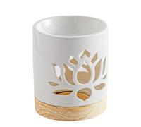 Bruciatore profumato Ceramy Ninfea - Bruciatore fondente profumato - Oggetto artigianale alla moda Lotus - Aromaterapia facile- Diffusore di oli essenziali profumi e fragranze - 50 ml - H 10,5 cm -