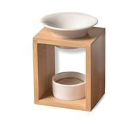 Bruciatore Profumo Arina - Bruciatore fondente cera profumata - Diffusore olio essenziale e profumo d'atmosfera - Portacandele aromaterapia porta candela in legno e ceramica decorativa - Altezza: 12