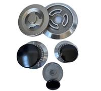 Bruciatori in Alluminio con Spartifiamma Fornelli a Gas Tripla Corona in Ottone + 3 Cappellotti Copribruciatore in Ghisa - Bruciatori Piano Cottura COMPATIBILI CON Smeg