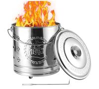 Brucing Bin Garden, giardino inceneritore inossidabile in acciaio inossidabile inceneritore resistente al calore bidoni del giardino dell'aria Vent Vent Bin Bin Garden con manico ＆ Gancio di fuoco pe