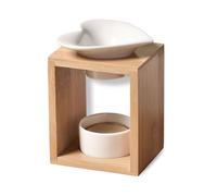 Bruciore Profumo Arum - Bruciatore fondente cera profumata - Diffusore di olio essenziale e profumo d'atmosfera - portacandele aromaterapia portacandele in legno e ceramica decorativa - Altezza: 12 cm - Zen'Arôme