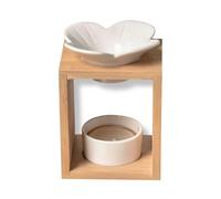 Bruciore Profumo Plumeria - Bruciatore fondente cera profumata - Diffusore di olio essenziale e profumo casa - Portacandele Aromaterapia Porta candela in legno e ceramica decorativa - Altezza: 12 cm - Zen'Aroma