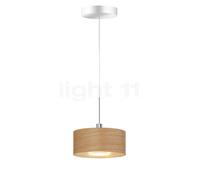 Bruck Cantara legno Lampada a sospensione LED basso voltaggio, cromo lucido/paralume rovere luminoso - 20 cm