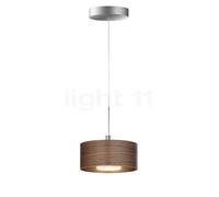 Bruck Cantara legno Lampada a sospensione LED basso voltaggio, cromo opaco/paralume rovere buio - 20 cm