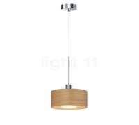 Bruck Cantara Legno Lampada a sospensione LED, cromo lucido/paralume rovere luminoso - 20 cm , Vendita di giacenze, Merce nuova, Imballaggio originale