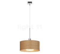 Bruck Cantara Legno Lampada a sospensione LED per Duolare Binario, cromo lucido/paralume rovere luminoso - 30 cm