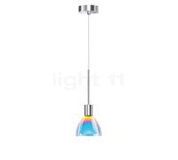 Bruck Silva Lampada a sospensione LED - ø11 cm, cromo lucido/vetro blu/magenta