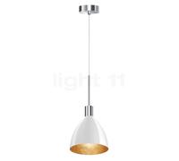 Bruck Silva Lampada a sospensione LED - ø16 cm, cromo lucido/vetro bianco/dorato