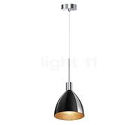 Bruck Silva Lampada a sospensione LED - ø16 cm, cromo lucido - vetro nero/dorato