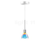 Bruck Silva Lampada a sospensione LED basso voltaggio, cromo lucido/vetro blu/magenta - 11 cm
