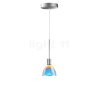 Bruck Silva Lampada a sospensione LED basso voltaggio, cromo opaco/vetro blu/magenta - 11 cm