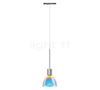 Bruck Silva Lampada a sospensione LED per All-in Binario - ø11 cm, cromo lucido/vetro blu/magenta