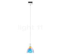 Bruck Silva Lampada a sospensione LED per Duolare Binario - ø11 cm, bianco - vetro blu/magenta