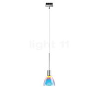 Bruck Silva Lampada a sospensione LED per Duolare Binario - ø11 cm, cromo opaco/vetro blu/magenta