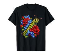 Bruco con Rose Rosse e Blu Non Ti scordar di Me Maglietta