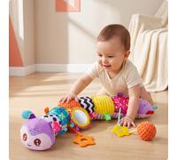 Bruco di Peluche con Massaggiagengive Tattile Bruco di Peluche Sonoro per Culla