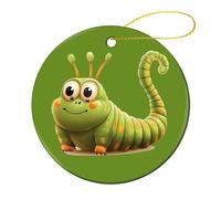 Bruco molto affamato albero di Natale appeso ciondolo rotondo in ceramica ornamenti di Natale per la decorazione della casa festa 2 pezzi