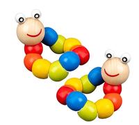 Bruco per il tempo a pancia in giù, 2 pezzi da 7, 9 pollici in legno, giocattolo antistress a forma di bruco, simpatici giocattoli colorati che gattonano, giocattoli per lo sviluppo del bambino
