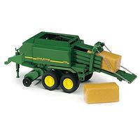 bruder 02017 - Pressa per balle grandi John Deere con 2 balle quadrate | Pressa per balle per l’agricoltura, fattoria, accessori per trattori, scala 1:16