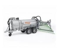 Bruder 02020 e Kunststoff Grün Grau Fliegl barrel trailer with spread tubes