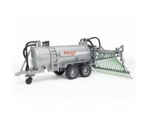 Bruder 02020 e Kunststoff Grün Grau Fliegl barrel trailer with spread tubes