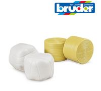 Bruder 02345 - Set Da 4 Fieno Rotondo 1:16 Bianco E Marrone