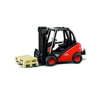 Bruder 02511 - Carrello elevatore Linde H30D con 2 Pallet | Con gancio di traino, carrello elevatore, veicolo logistico, fattoria, scala 1:16