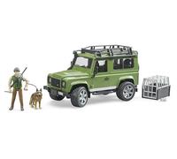 bruder 02587 - Land Rover Defender Station Wagon con cane e guardia forestale, veicolo fuoristrada, jeep, cane da pastore