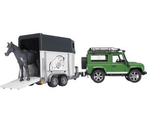 Bruder 02592 - Land Rover Defender con Rimorchio e Cavallo - 1 pz.
