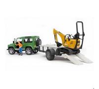 Bruder 02593 4 anno/i Plastica Verde Giallo Land Rover Defender with trailer CAT