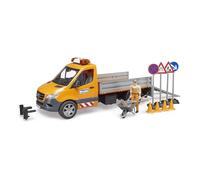bruder 02677 - Mercedes Benz Sprinter Municipal con modulo luci e suoni conducente e accessori, veicolo da cantiere, operaio edile