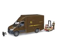 bruder 02678 - Mercedes Benz Sprinter UPS con autista transpallet manuale, scatole di spedizione, trasportatore