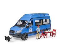 bruder 02684 - MB Sprinter camper con autista e accessori | Camper con personaggio bworld per avventure in campeggio, camper, furgone da campeggio, set di macchinine, 1:16