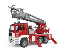 bruder 02771 - Autopompa MAN TGA con scala girevole, pompa dell'acqua, modulo luci e suoni, veicolo d'emergenza, autopompa