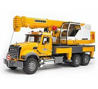 bruder 02818 - Camion con gru Liebherr Mack Granite | Camion con gru, camion gru, veicolo da cantiere, giocattolo dai 4 anni in su, scala 1:16