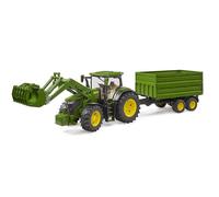 Bruder 03155 Trattore John Deere 7R con Caricatrice Frontale e Rimorchio per Tra