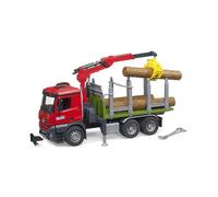 bruder 03669 - MB Arocs camion per il trasporto di legname | Include gru di carico e pinza, 3 tronchi, trattore forestale, rimorchio, per la silvicoltura, dai 4 anni in su, scala 1:16
