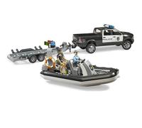 Bruder 2507 Pick Up Polizia con Gommone e Rimorchio