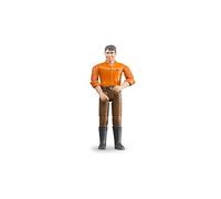bruder 60007 - uomo bworld con pelle chiara e pantaloni marroni, figura giocattolo, contadino, agricoltore
