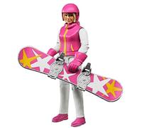 bruder 60420 - bworld snowboarder donna con snowboard, casco, guanti, sportiva invernale, figura giocattolo