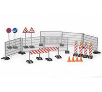 Bruder 62007 - Set da Cantiere con recinzioni, cartelli e Coni | Accessori per veicoli da cantiere, cantieri, costruzione di strade e altri lavori edili