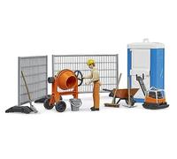 Bruder Set da cantiere Bworld 62008 – con operaio edile, piastra vibrante e accessori – 1 pz